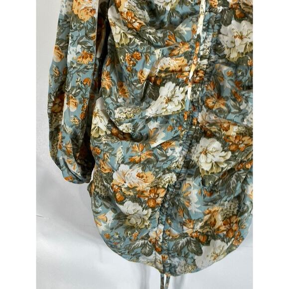 HELLO MOLLY Women's Sage Floral Basque Country Bodycon Ruched Dress SZ 4 - Picture 5 of 15